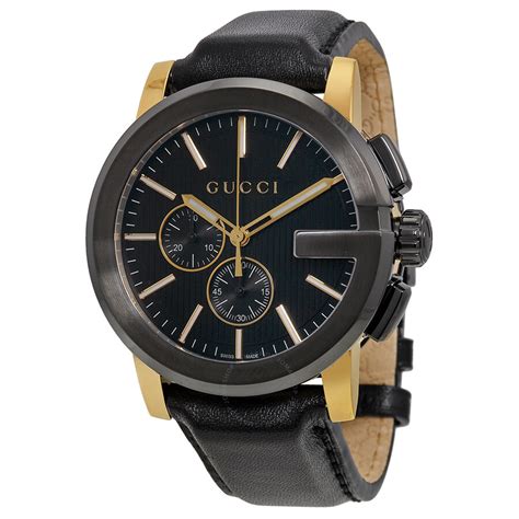 gucci black chronograph watch.